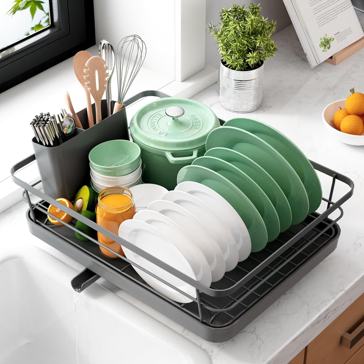 Dish Drying Rack- Space-Saving Dish Rack, Dish Racks for Kitchen Counter