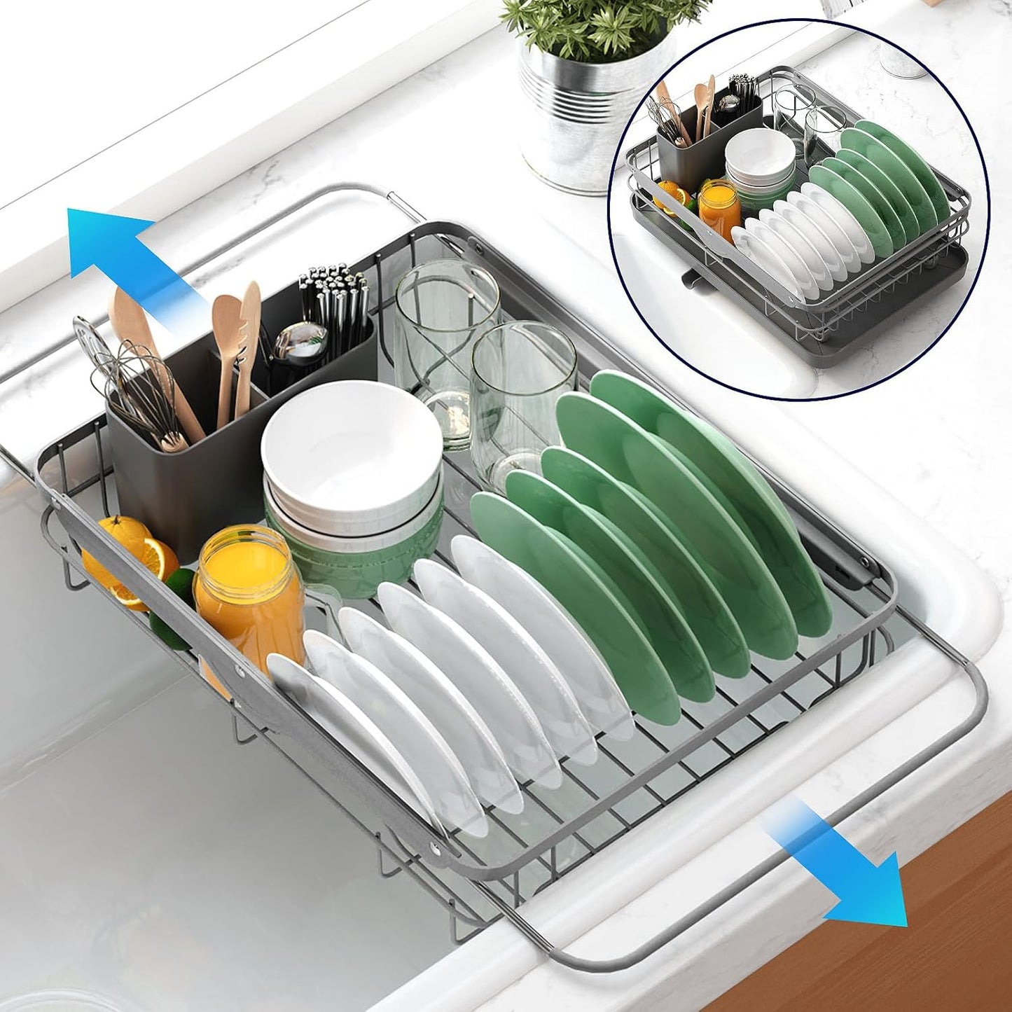 Dish Drying Rack- Space-Saving Dish Rack, Dish Racks for Kitchen Counter