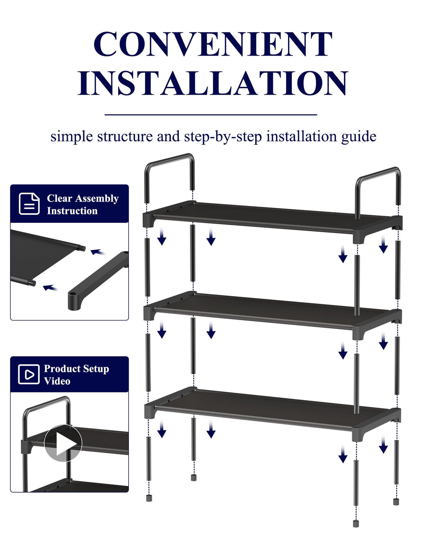 Kitsure Shoe Rack for Closet, Sturdy and Long-Lasting Shoe Shelf, Shoe Rack for Entryway, Personalized DIY Shoe Organizer, Shoe Rack Organizer for Space-Saving, 27.6" x 11.8" x 22.6", Black