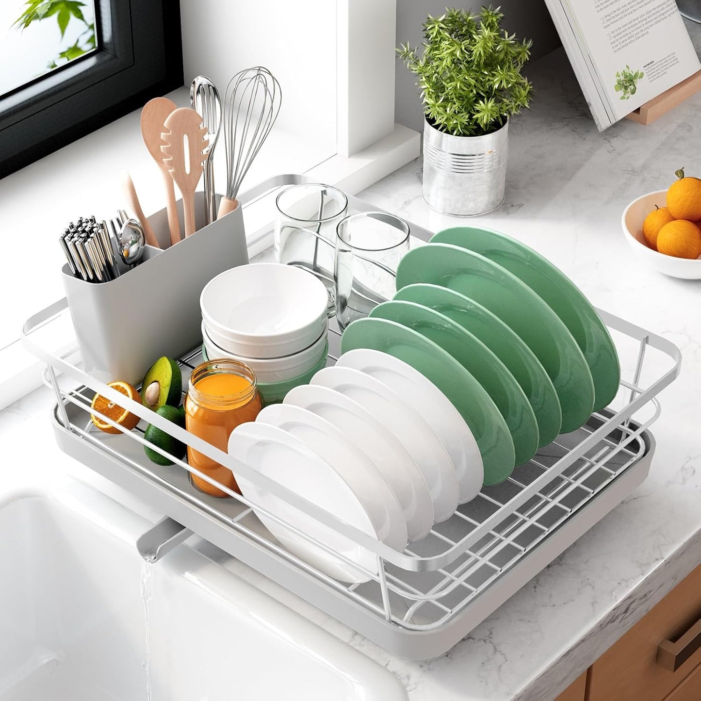 Dish Drying Rack- Space-Saving Dish Rack, Dish Racks for Kitchen Counter