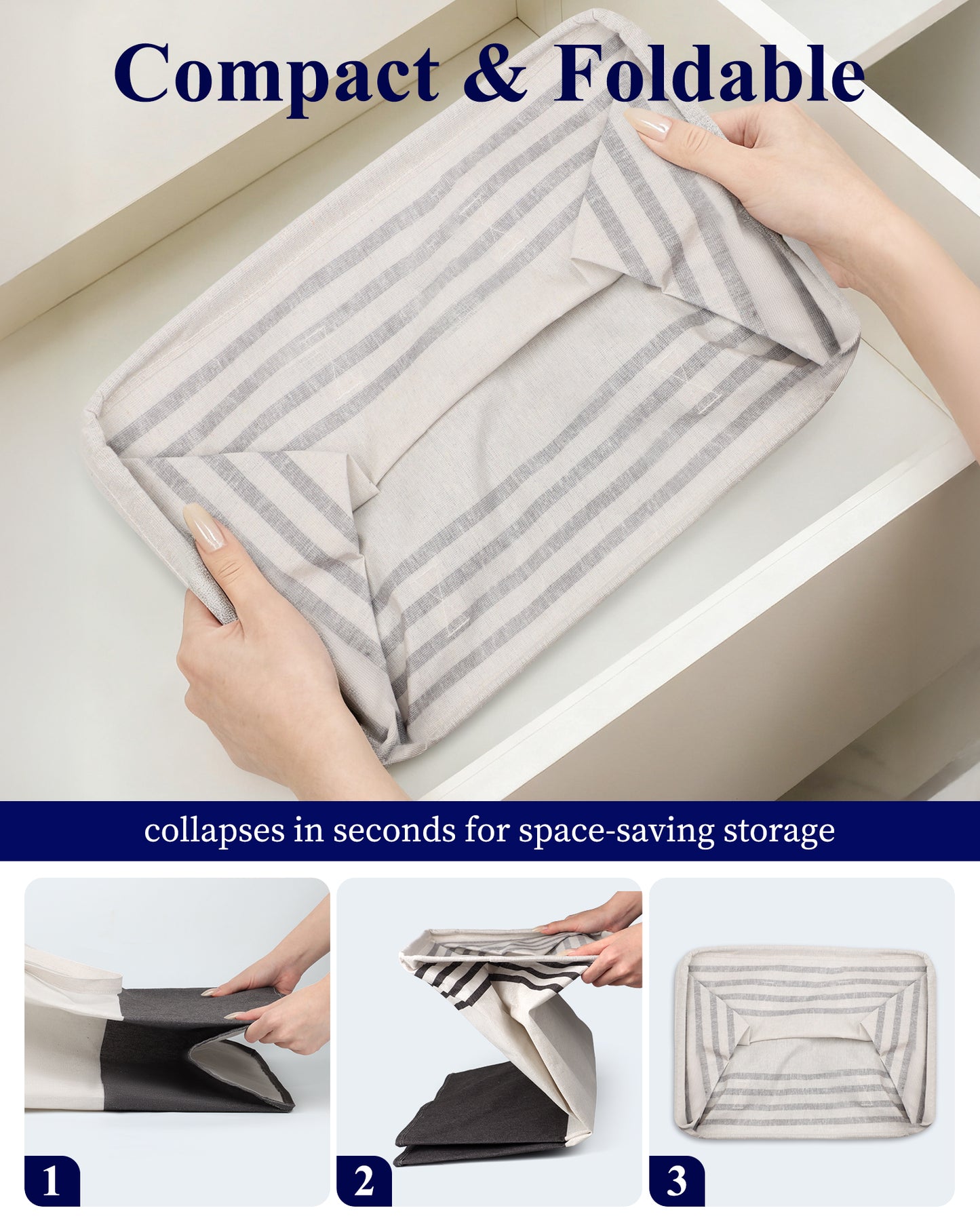 Kitsure Laundry Hamper, Collapsible Laundry Baskets, CLothes Hamper with Handles, 2-Pack, 15.7" x 11.8" x 24", Black