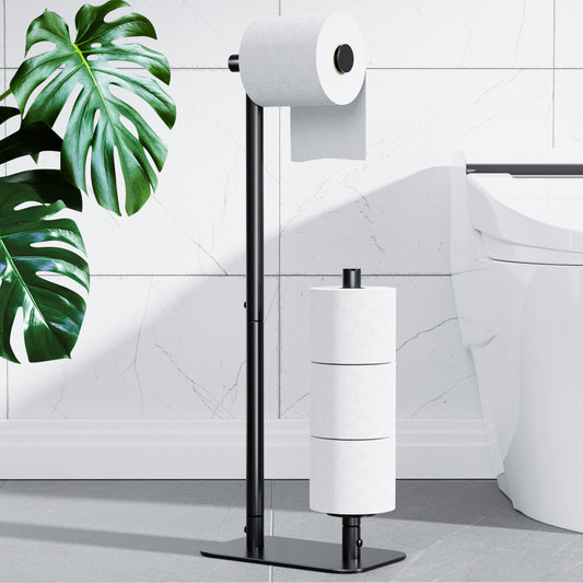 Kitsure Toilet Paper Holder Free Standing - Large Capacity Toilet Paper Holder for 4 Rolls, Rustproof Toilet Paper Stand with Non-Slip Stable Base, 24.4"x9.3"x5.5" (US4149)