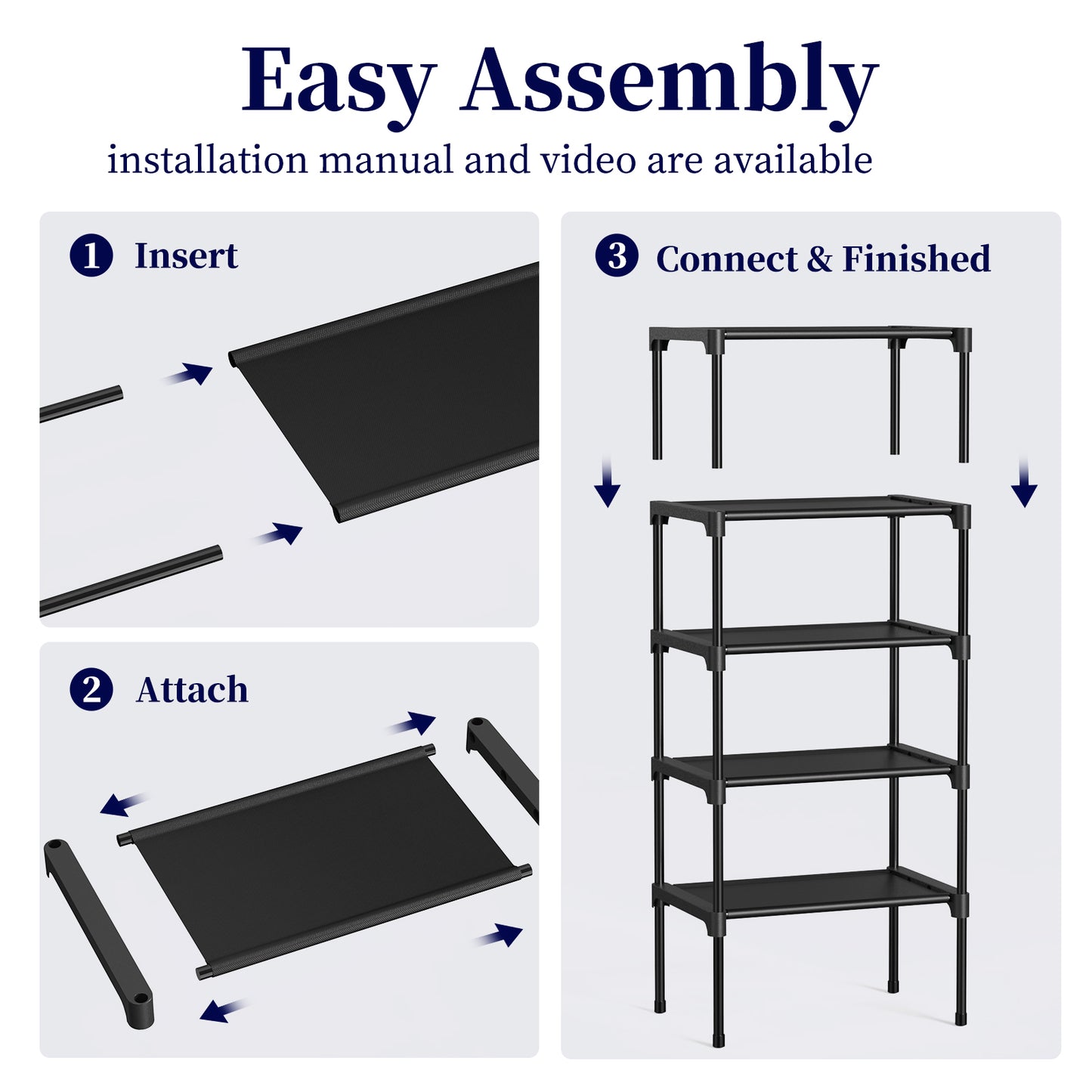 Kitsure Shoe Rack for Closet, Stackable Shoe Organizer, with Non-Woven Fabric, XX-Large, Black