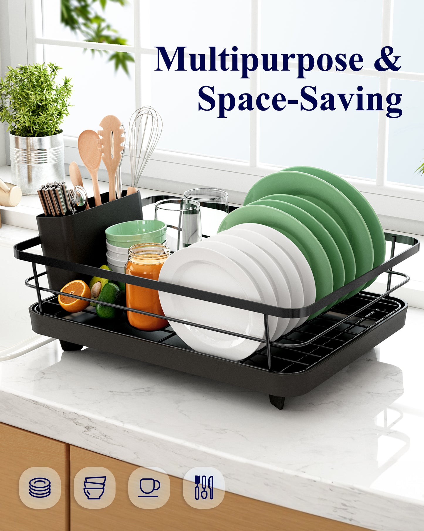 Dish Drying Rack- Space-Saving Dish Rack, Dish Racks for Kitchen Counter