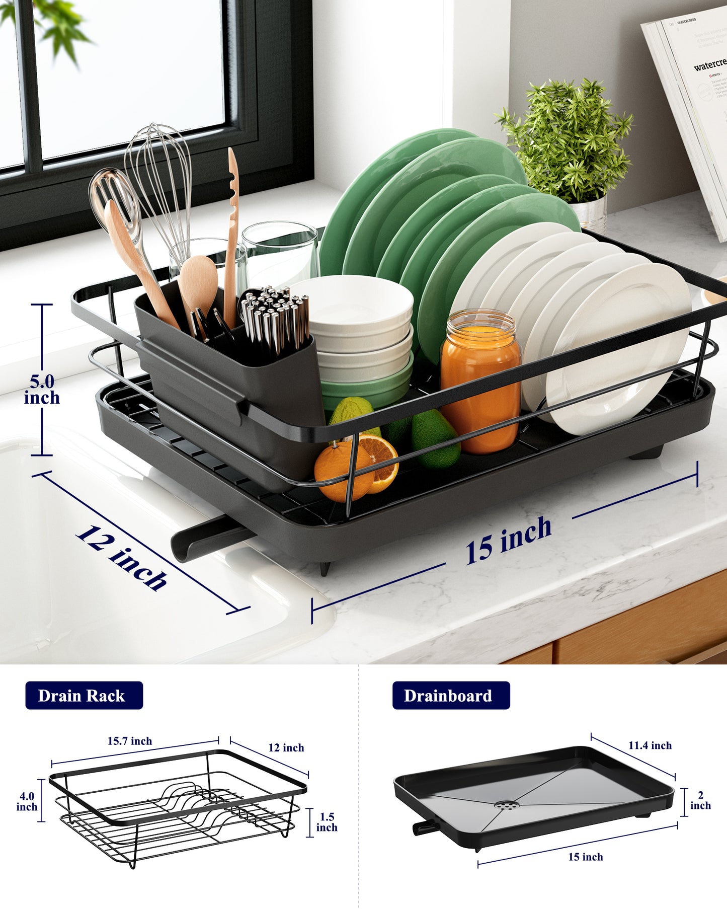 Dish Drying Rack- Space-Saving Dish Rack, Dish Racks for Kitchen Counter