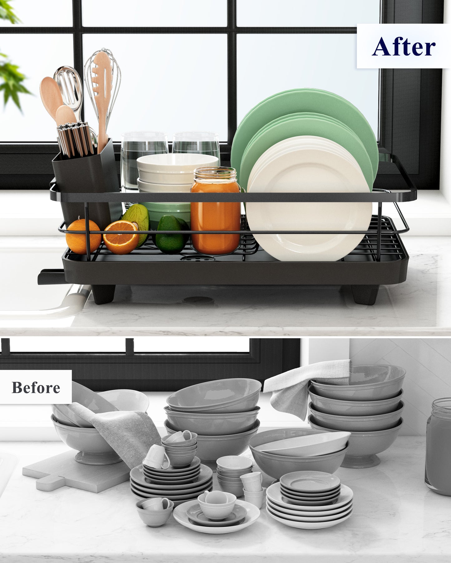 Dish Drying Rack- Space-Saving Dish Rack, Dish Racks for Kitchen Counter