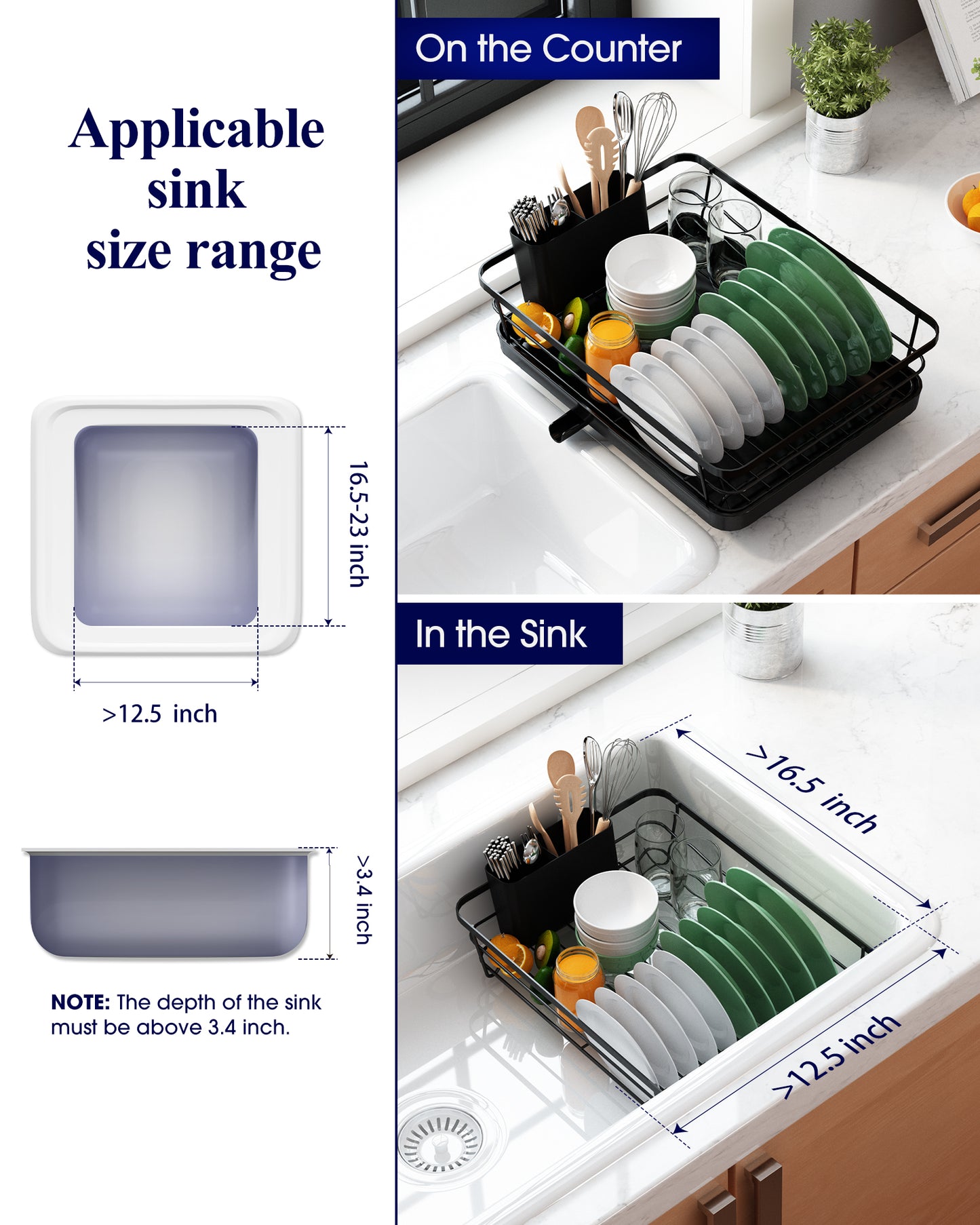 Dish Drying Rack- Space-Saving Dish Rack, Dish Racks for Kitchen Counter