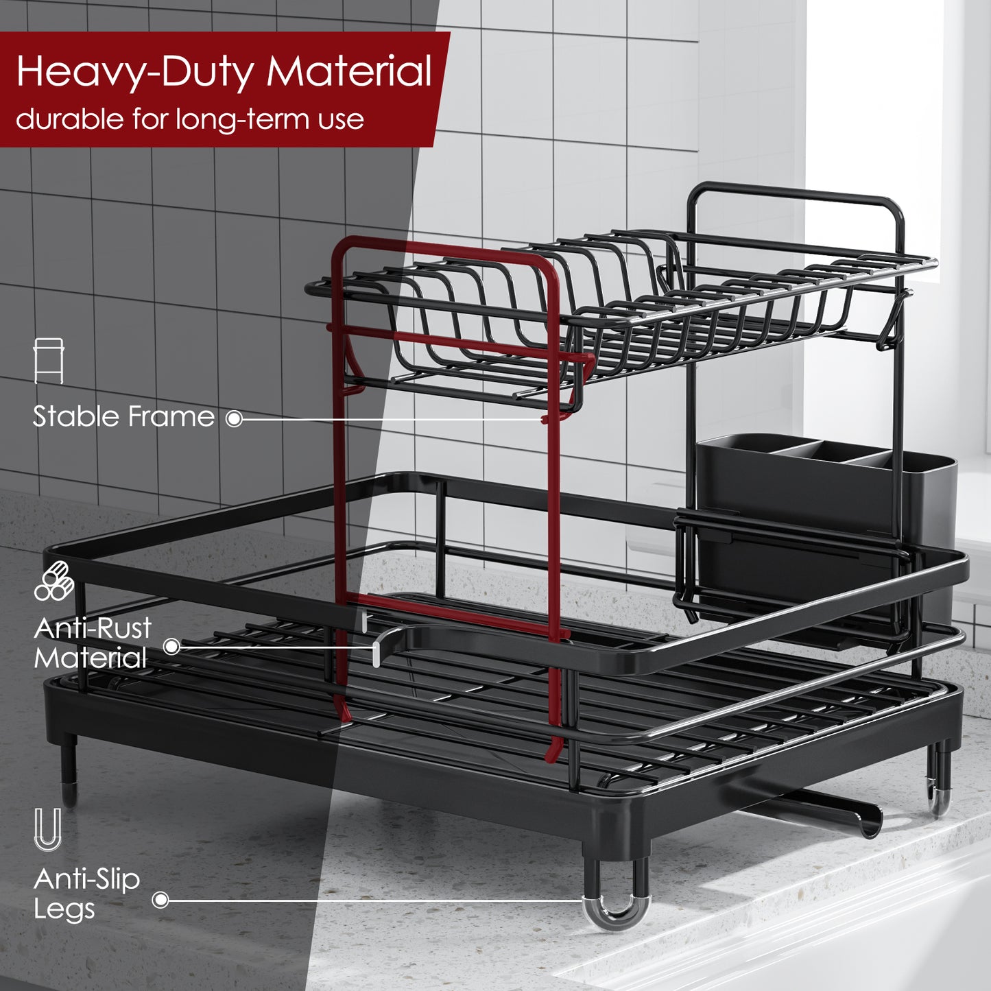 Dish Drying Rack - X-Large Stainless Steel Dish Rack for Kitchen Counter