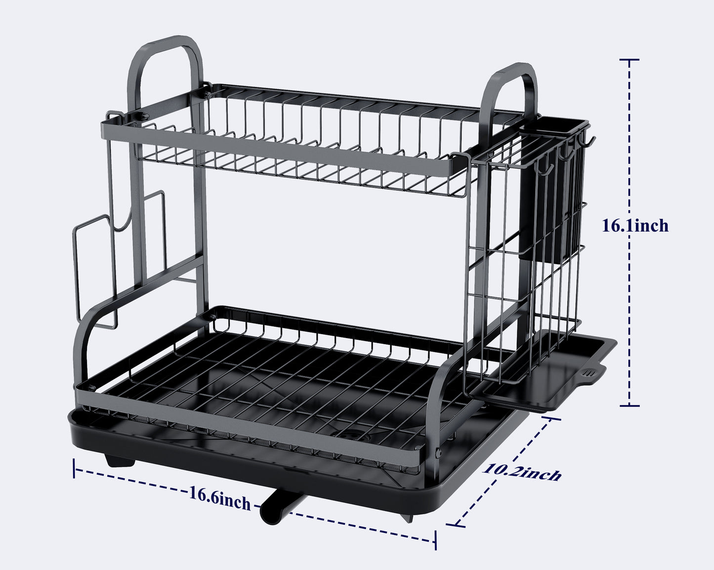 Kitsure Dish Drying Rack, Multifunctional Dish Rack, Rustproof Kitchen Dish Drying Rack with Drainboard, Space-Saving 2-Tier Dish Drying Rack for Kitchen Counter (464)