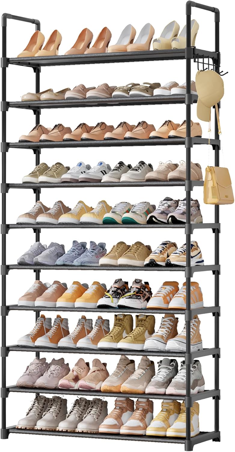Kitsure 3-Tier Metal Shoe Rack, Stackable for Closet, Entryway, Living