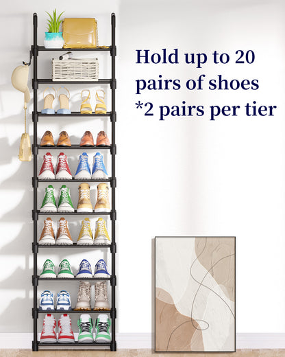 Kitsure Shoe Rack for Closet, Stackable Shoe Organizer, with Non-Woven Fabric, XX-Large, Black