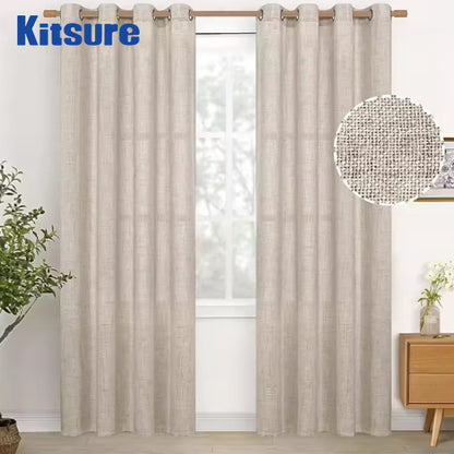 Kitsure Small curtains made of textile materials Curtains  Light Filtering for Bedroom Living Room Farmhouse Window Treatment Panels