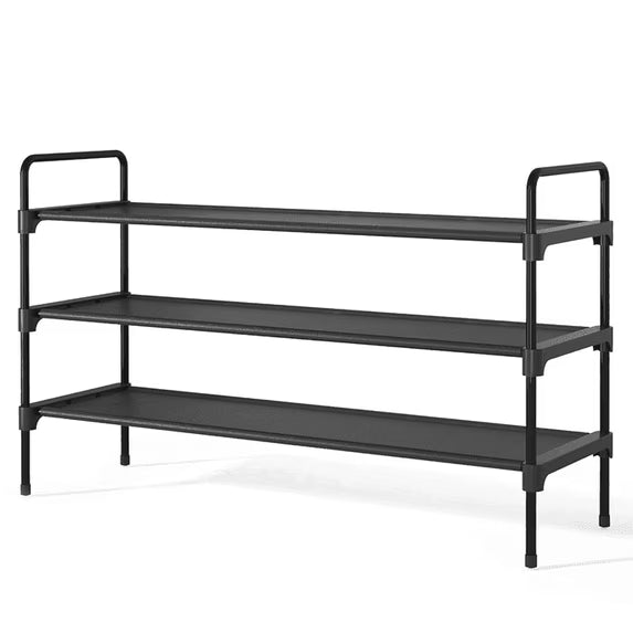 Kitsure 3-Tier Shoe Rack for Closet, Sturdy Shoe Organizer,36.1" x 11.6" x 23.3", Black,Large