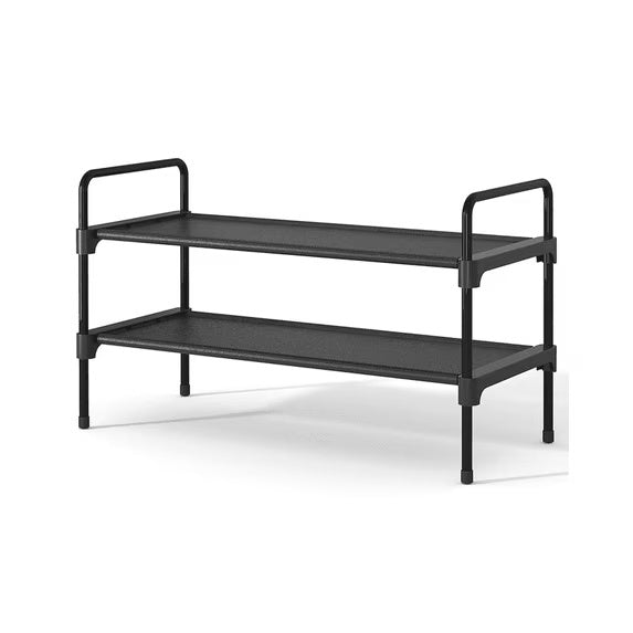 Kitsure 2-Tier Shoe Rack for Closet, Sturdy Shoe Organizer, 27.4" x 11.6" x 16.3", Black