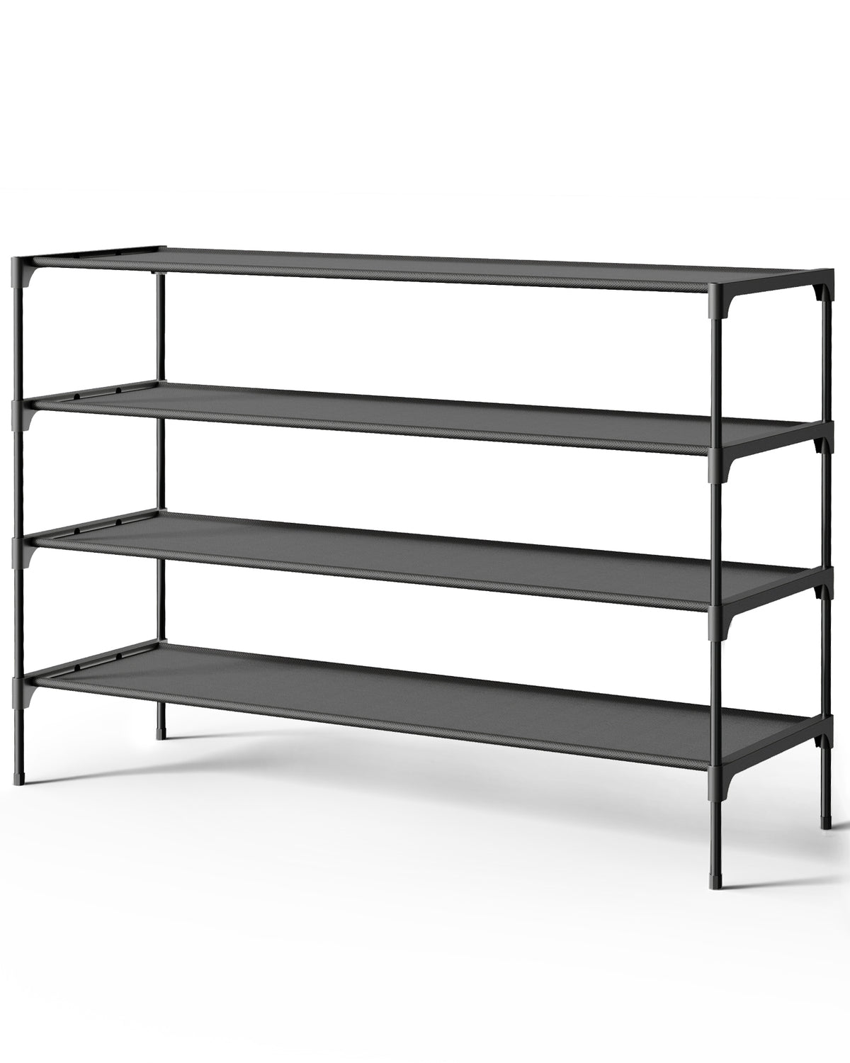 Kitsure 4-Tier Shoe Rack, Shoe Organizer for Closet, Entryway, Garage or Hallway, 11.5" x 27.2" x 25.0", Black