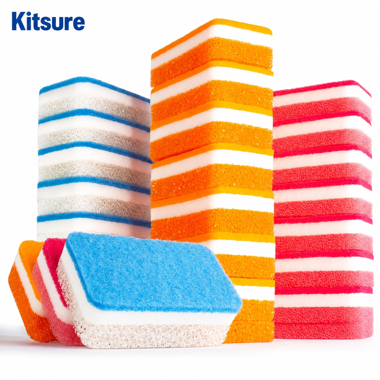 Kitsure Sponges Kitchen, 24Count, Sponges for Dishes Cleaning, Sponges for household purposes