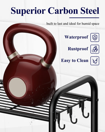 Kitsure Over Toilet Storage Rack - 3-Tier Bathroom Storage Cabinet with Paper Holder and Hooks, Metal Over Toilet Bathroom Organizer Shelf, 24.25" x 12.80" x 63.19"