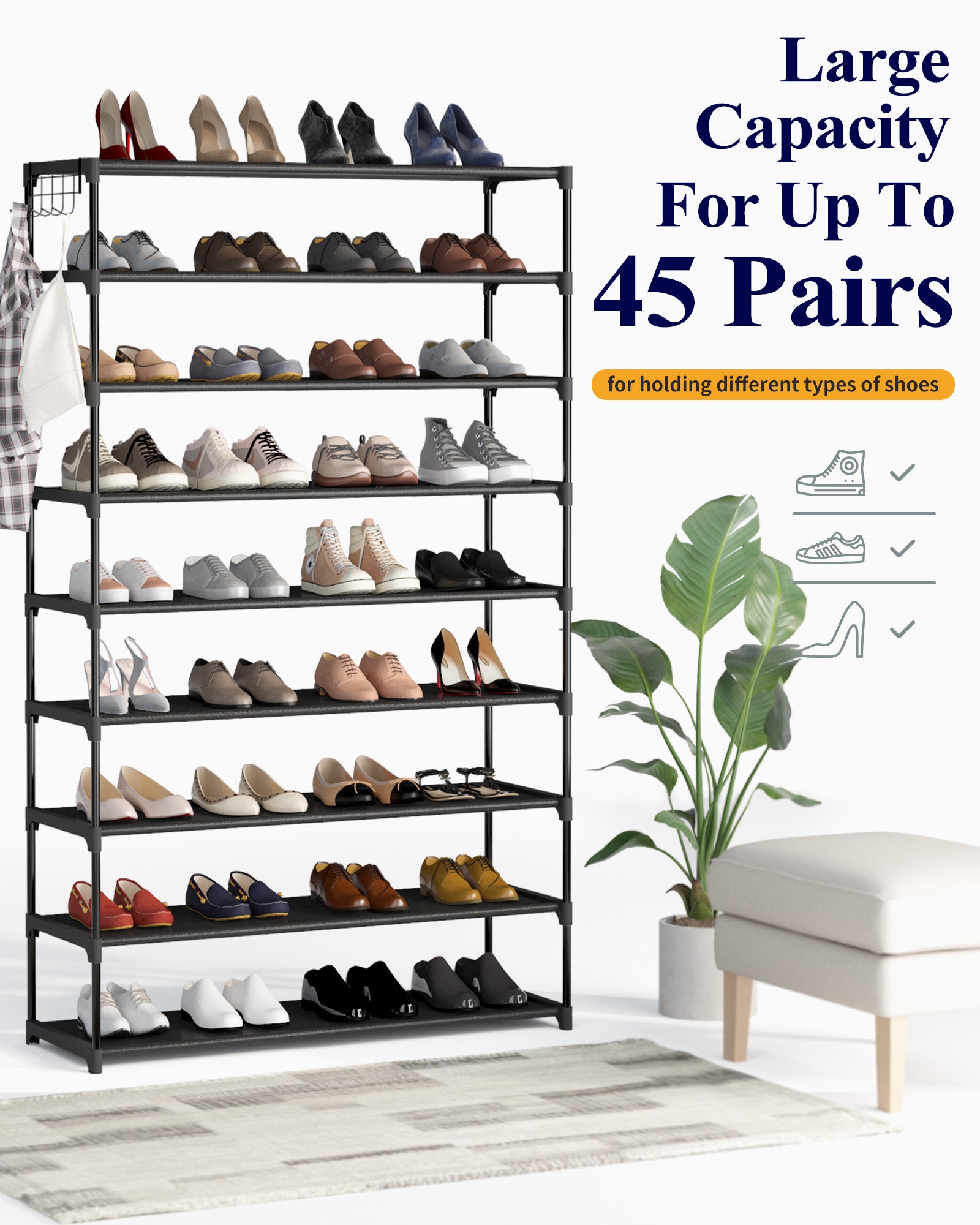Stackable Shoe 23 Wide Shoe Rack Shoe Racks Kitsure Shoe Rack For