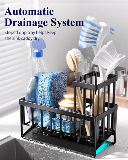 Kitsure Sponge Holder for Kitchen Sink - Stainless Steel Sink Caddy