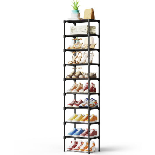 Kitsure Shoe Rack for Closet, Stackable Shoe Organizer, with Non-Woven Fabric, XX-Large, Black