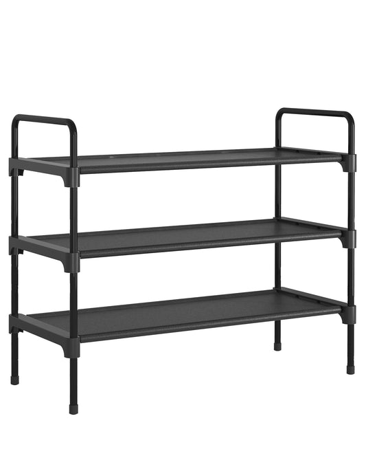 Kitsure 3-Tier Shoe Rack for Closet, Sturdy Shoe Organizer, 27.6" x 11.8" x 22.6", Black