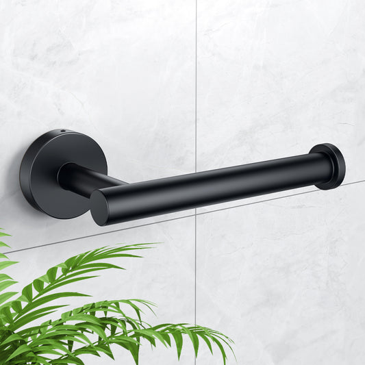 Kitsure Toilet Paper Holder Wall Mount - Sturdy Round Matte Black Toilet Paper