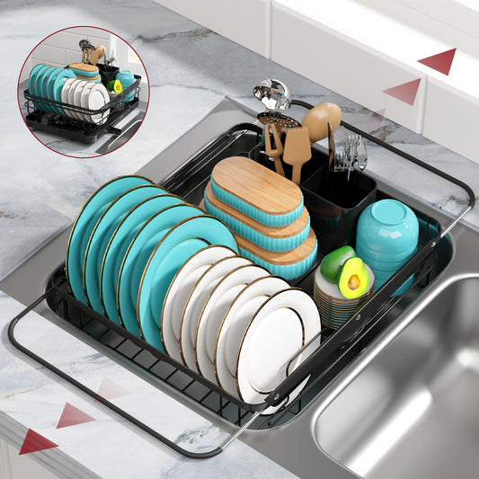 Dish Rack with Drainboard for Kitchen Counter and Sink, X-Large, White