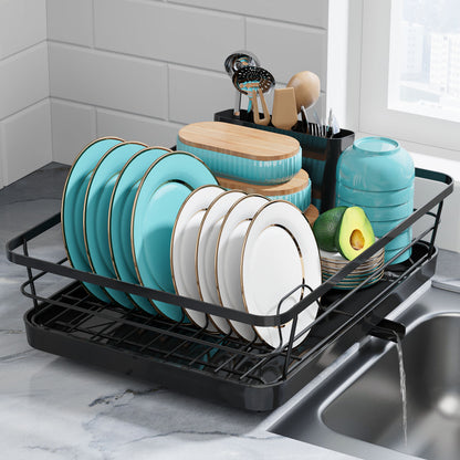 Dish Drying Rack - Stainless Steel Dish Rack with Drainboard for Kitchen Counter and Sink, Large, Silver15.8"D x 12"W x 5"H
