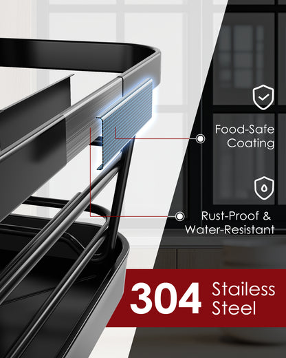 Dish Drying Rack - Stainless Steel Dish Rack with Drainboard for Kitchen Counter and Sink, Large, Silver15.8"D x 12"W x 5"H