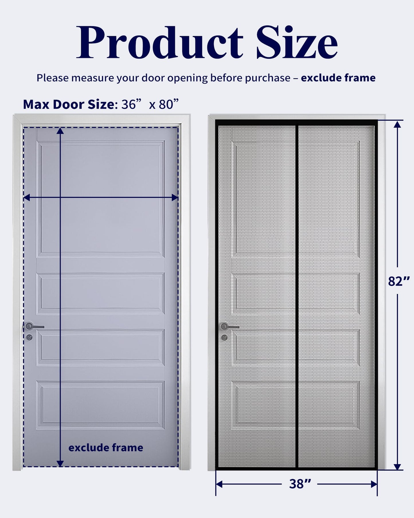 Kitsure Magnetic Screen Door - 38.0 x 82.0 in Retractable Screen Door Mesh for Front Door or Sliding Door, Pet & Kid Friendly, Hands-Free Closure Keeps Bugs Out & Lets Breeze in, Stripe Black