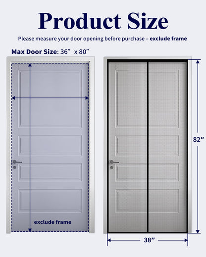 Kitsure Magnetic Screen Door - 38.0 x 82.0 in Retractable Screen Door Mesh for Front Door or Sliding Door, Pet & Kid Friendly, Hands-Free Closure Keeps Bugs Out & Lets Breeze in, Black
