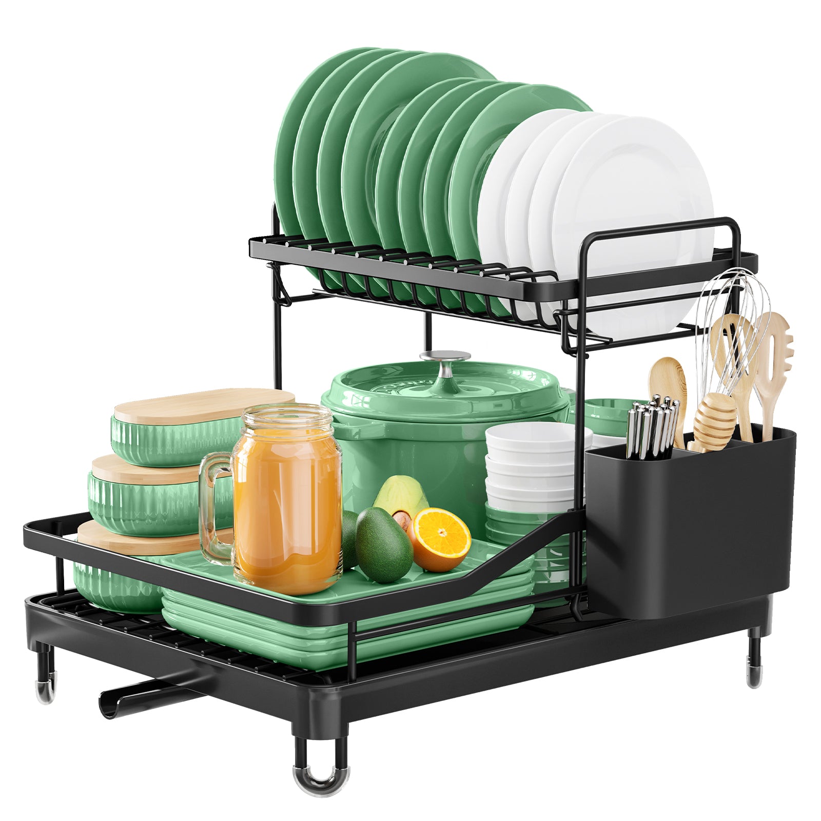 Kitsure Dish Drying Rack - Dish Racks for Kitchen Counter, 2-Tier Dish