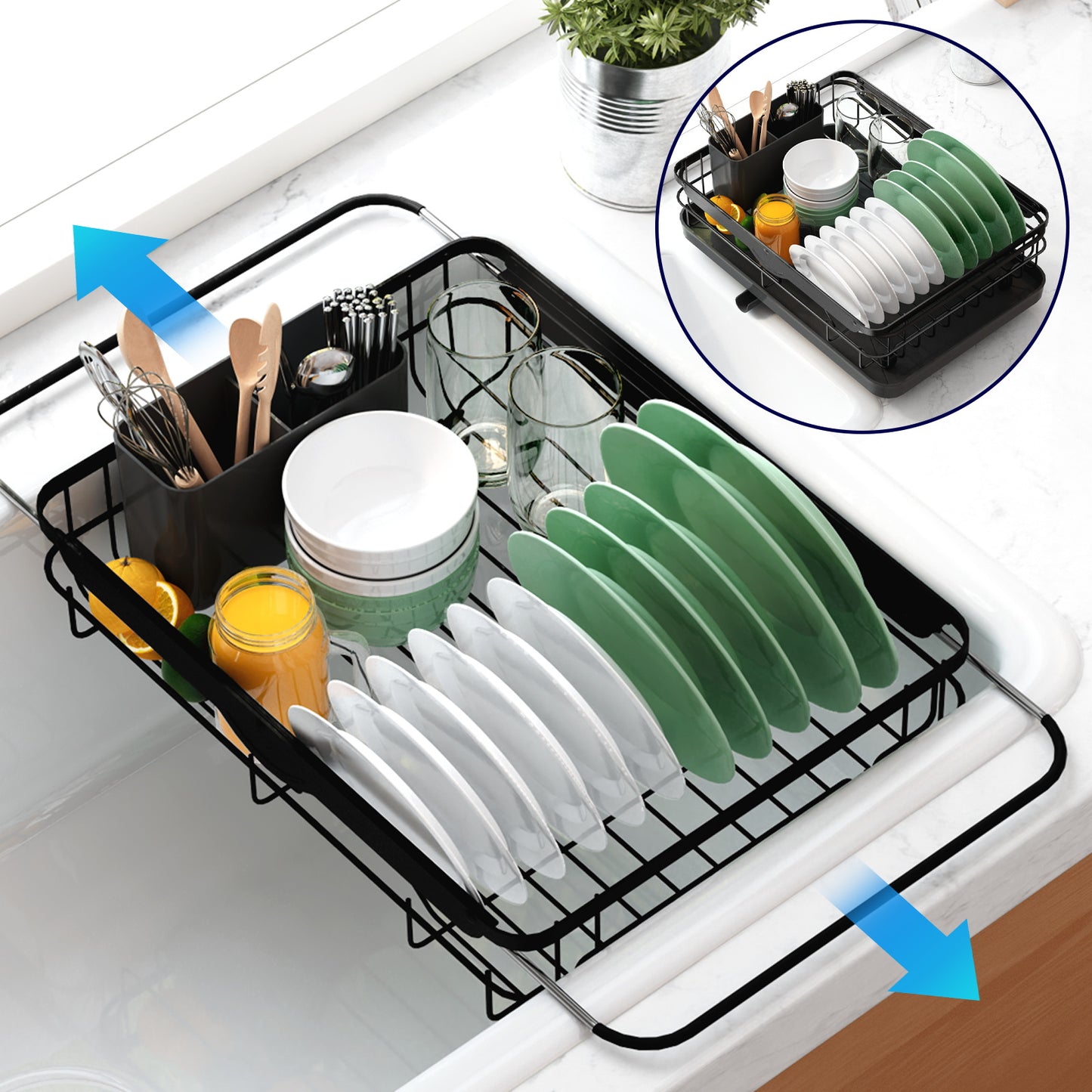 Dish Drying Rack- Space-Saving Dish Rack, Dish Racks for Kitchen Counter