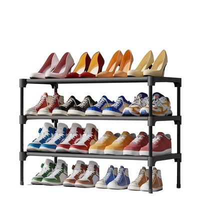 Kitsure Shoe Rack - Premium Non-Woven Shoe Rack Shelf, 3-Tier Shoe Organizer for Closet, Entryway, Garage & Corridor, Sturdy & Durable Long Stackable Shoe Shelves, Up to 12 Pairs of Shoes （4122）