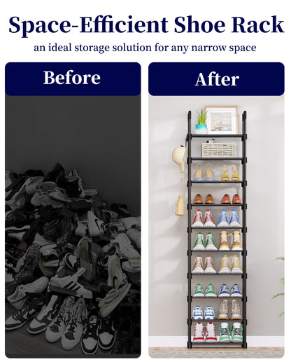 Kitsure Shoe Rack for Closet, Stackable Shoe Organizer, with Non-Woven Fabric, XX-Large, Black