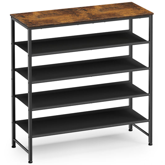 Kitsure 5-Tier Shoe Rack for Entryway - Space-Saving Shoe Rack Organizer with Wooden Top, Metal Frame Shoe Storage for Closet, Holds 15–20 Pairs, 29.5" x 11.4" x 31.1"