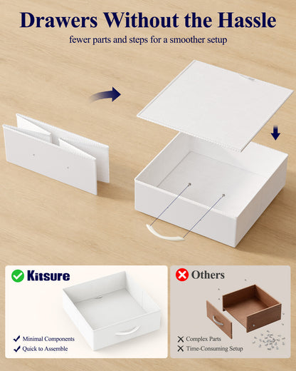 Kitsure Vanity Desk with Mirror and Lights - Small Makeup Vanity with 3 Lighting Modes, Stable Small Vanity with Fabric Drawers & Shelves for Bedroom & Gifting Use, White, 31.5" x 15.8" x 51.2"