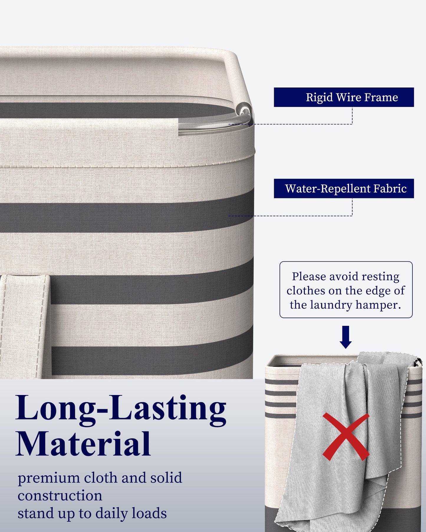 Kitsure Laundry Hamper, Collapsible Laundry Baskets, CLothes Hamper with Handles, 2-Pack, 15.7" x 11.8" x 24", Black