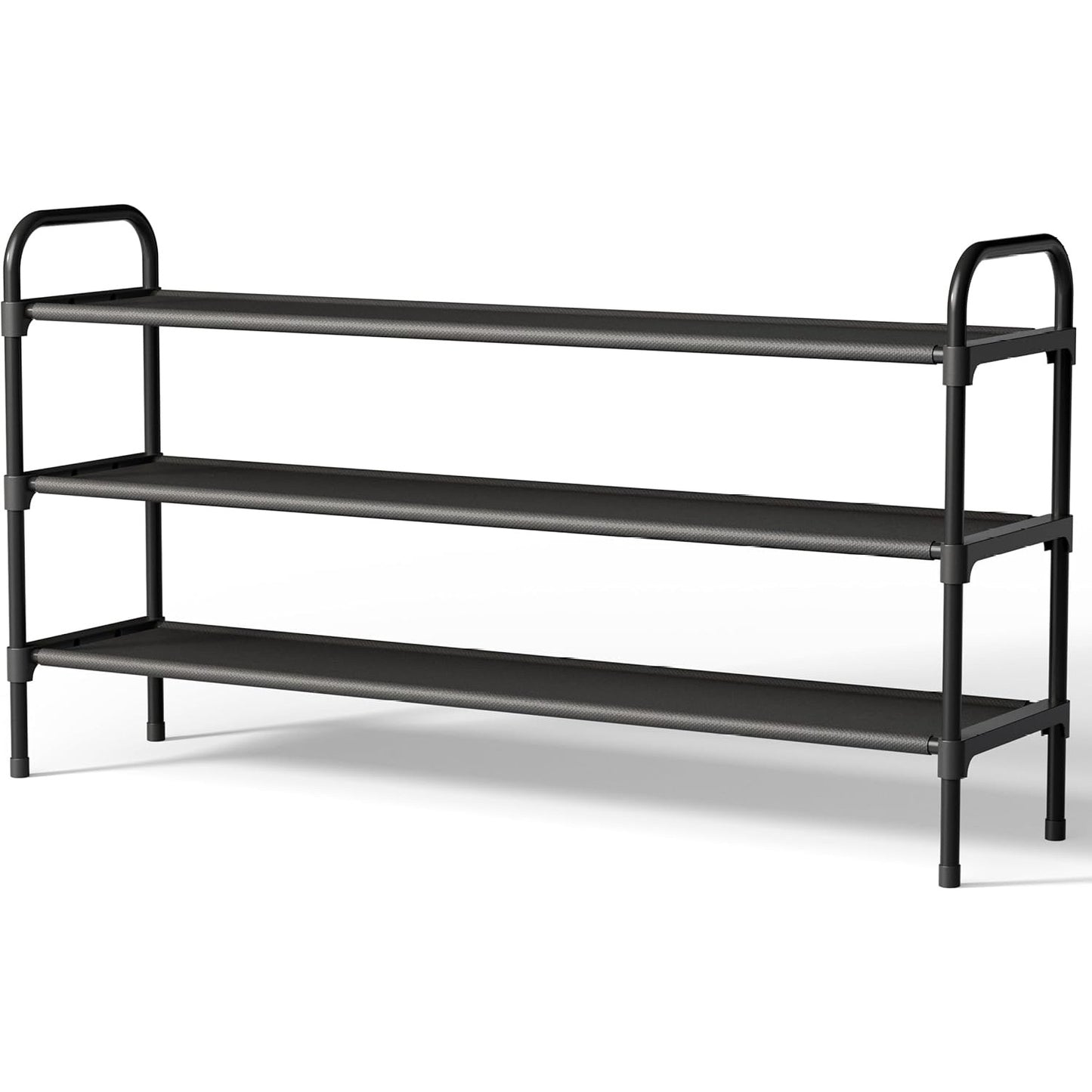 Kitsure Extra-Long Shoe Rack for Closet, Shoe Organizer for Front Door Entrance, Stackable Shoe Shelf, Detachable Closet Organizers and Storage, 39.0" Wide - 3 Tier, Black