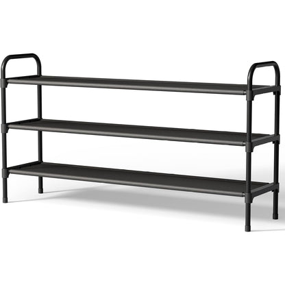 Kitsure Extra-Long Shoe Rack for Closet, Shoe Organizer for Front Door Entrance, Stackable Shoe Shelf, Detachable Closet Organizers and Storage, 39.0" Wide - 3 Tier, Black