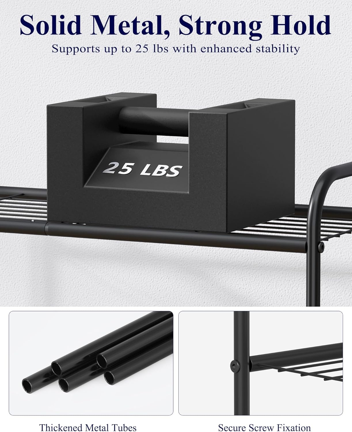 Kitsure Shoe Rack - Stainless Steel Shoe Organizer, Sturdy Shoe Rack for Closet and Front Door Entrance, Free Standing Shoe Shelf, Closet Organizers and Storage, 25.6" Wide - 3 Tier, Black