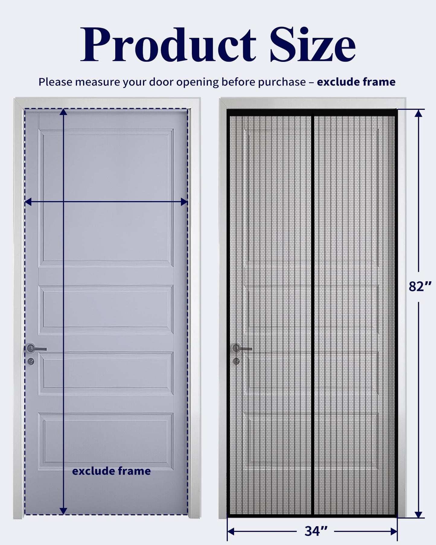 Kitsure Magnetic Screen Door - 38.0 x 82.0 in Retractable Screen Door Mesh for Front Door or Sliding Door, Pet & Kid Friendly, Hands-Free Closure Keeps Bugs Out & Lets Breeze in, Stripe Black