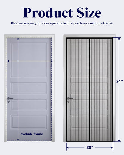Kitsure Magnetic Screen Door - 38.0 x 82.0 in Retractable Screen Door Mesh for Front Door or Sliding Door, Pet & Kid Friendly, Hands-Free Closure Keeps Bugs Out & Lets Breeze in, Stripe Black