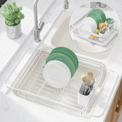 Kitsure Dish Drying Rack in Sink - Dual-Use Dish Rack for Countertops & Sinks, Stainless Steel Dish Rack for Kitchen Counter, Over The Sink Kitchen Drying Rack with a Draindboard(4003)