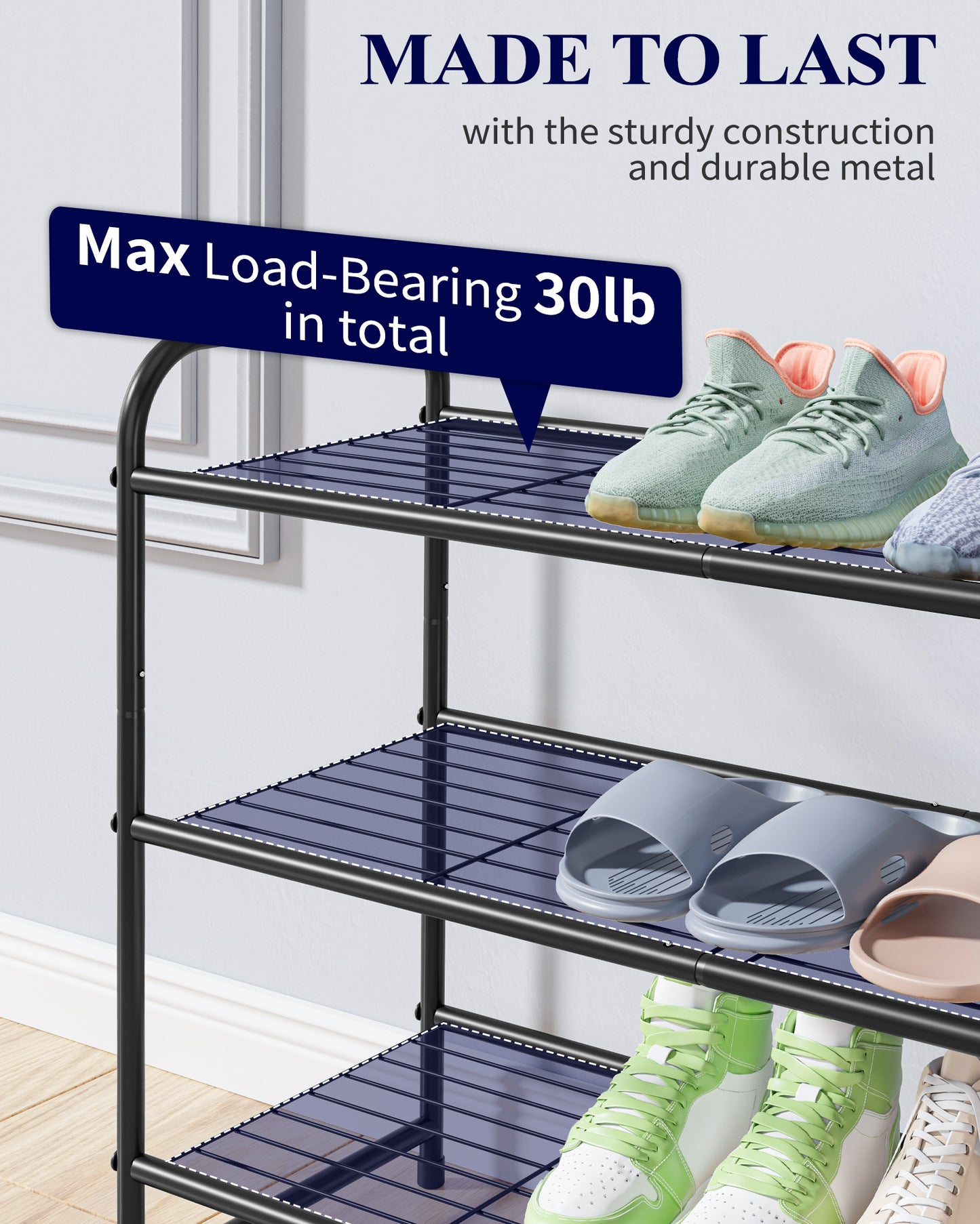 Stainless Steel Shoe Organizer, Sturdy Shoe Rack