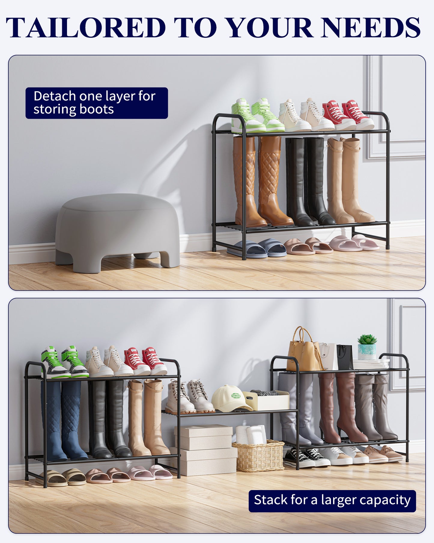 Stainless Steel Shoe Organizer, Sturdy Shoe Rack