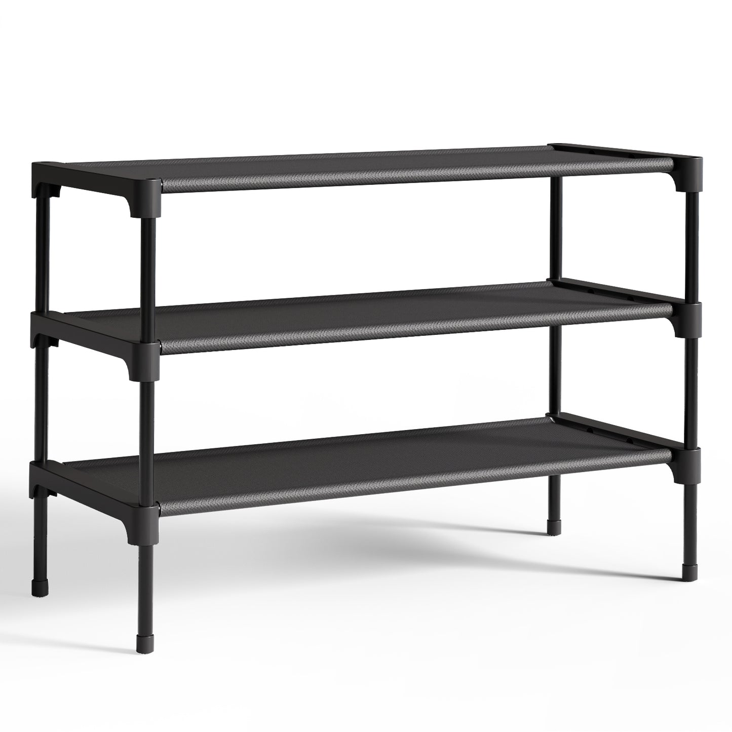 Kitsure 3-Tier Shoe Rack, Shoe Organizer for Closet, Entryway, Garage or Hallway, 11.5" x 27.2" x 18.3", Black