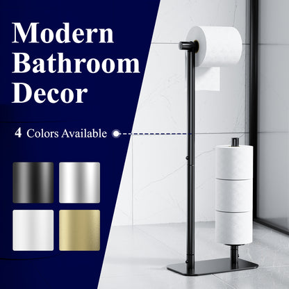Kitsure Toilet Paper Holder Free Standing - Large Capacity Toilet Paper Holder for 4 Rolls, Rustproof Toilet Paper Stand with Non-Slip Stable Base, Black, 24.4"x9.3"x5.5"