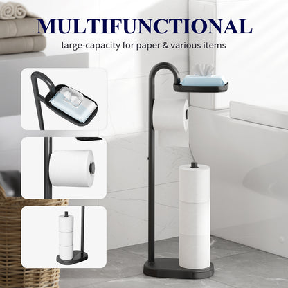 Kitsure Toilet Paper Holder Stand - Free-Standing with a Weighted Base, Durable & Rustless Shelf and Storage Design (439)