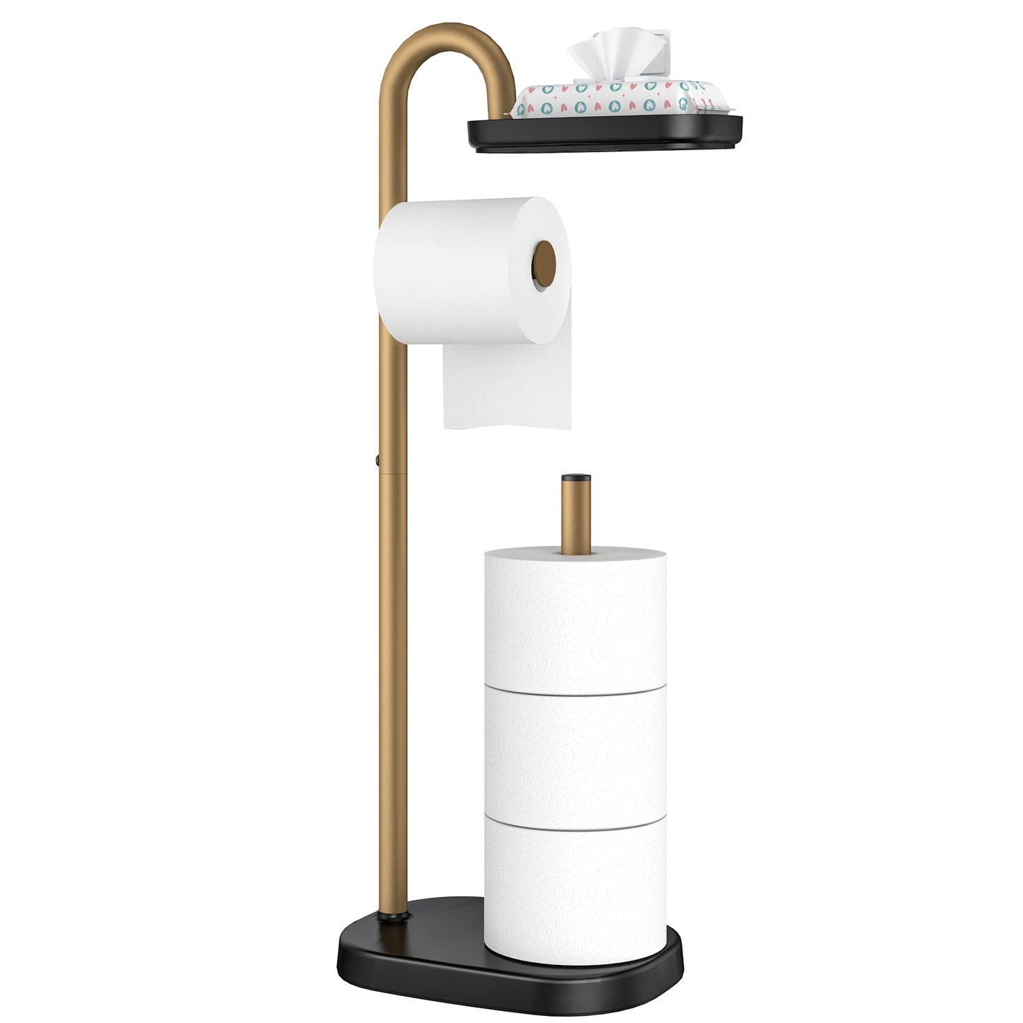 Toilet Paper Holder Stand w/Phone Shelf, Free Standing Tissue Roll Storage  Rack